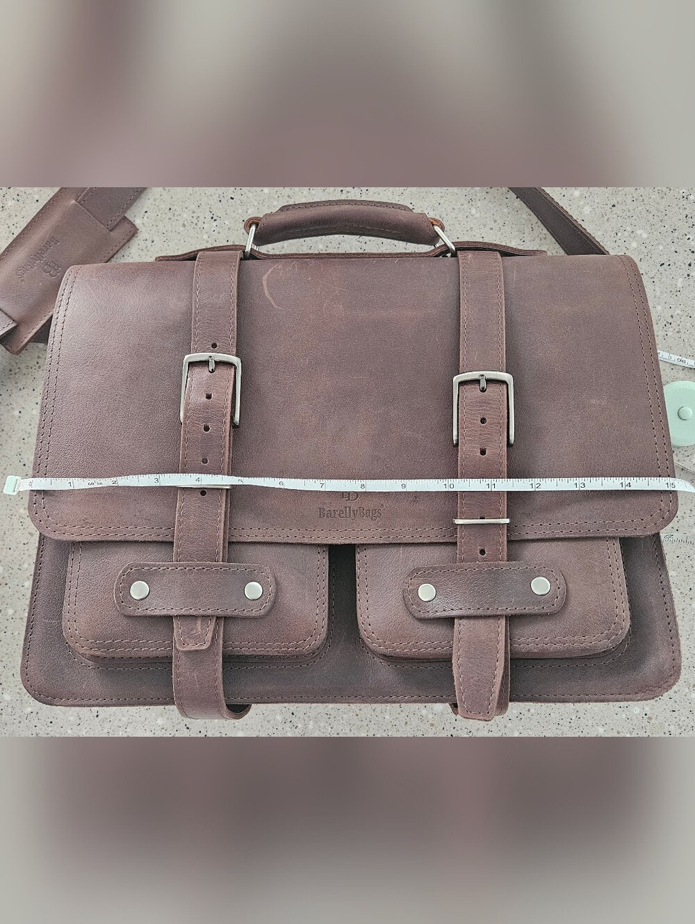 NEW Men's Brown Genuine Leather Messenger Bag Work Briefcase Distressed Style - Picture 6 of 11